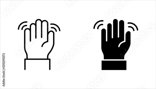 icon set of waving hand, friendly greeting, on white background.