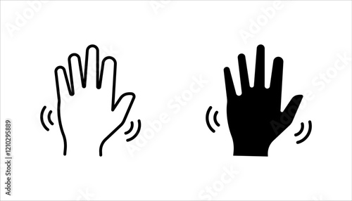 icon set of waving hand, friendly greeting, on white background.
