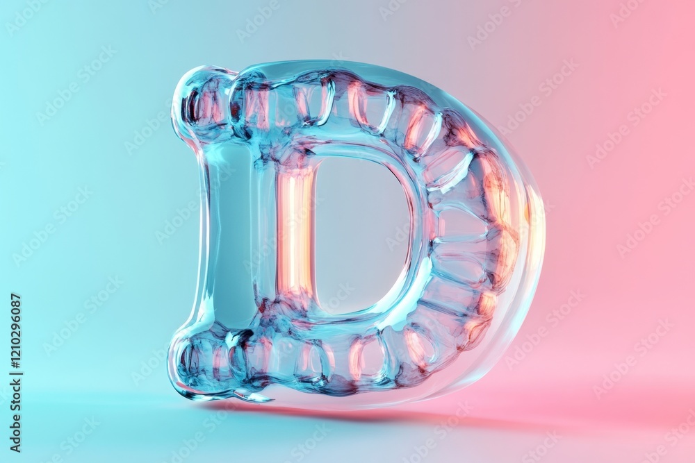 The letter D is made of ice and is floating in the air The letter D is made of ice and is floating in the air