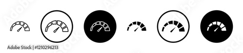 Tachometer icons set in black filled and stroke line style