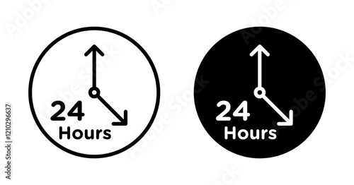 Time twenty four icons set in black filled and stroke line style