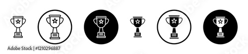 Trophy icons vector pack in black and blue colors