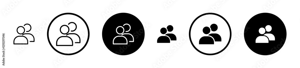 Users icons set in black filled and stroke line style Users icons set in black filled and stroke line style