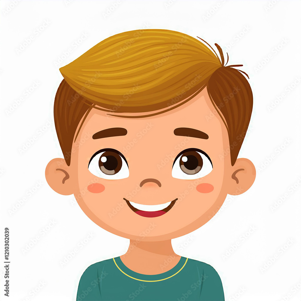 Flat style illustration of cute boy face. Handsome kid avatar. Isolated white backdrop. Flat style illustration of cute boy face. Handsome kid avatar. Isolated white backdrop.