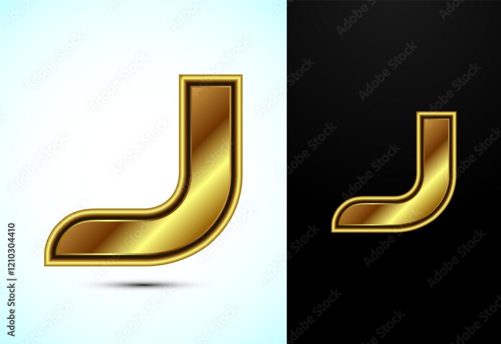 English alphabet J in gold color style. Graphic alphabet symbol for corporate business identity English alphabet J in gold color style. Graphic alphabet symbol for corporate business identity