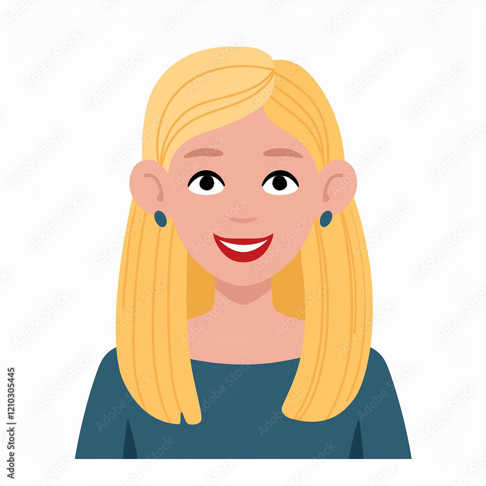 Flat style illustration of cute woman face. Beautiful female avatar. Isolated white backdrop. Flat style illustration of cute woman face. Beautiful female avatar. Isolated white backdrop.