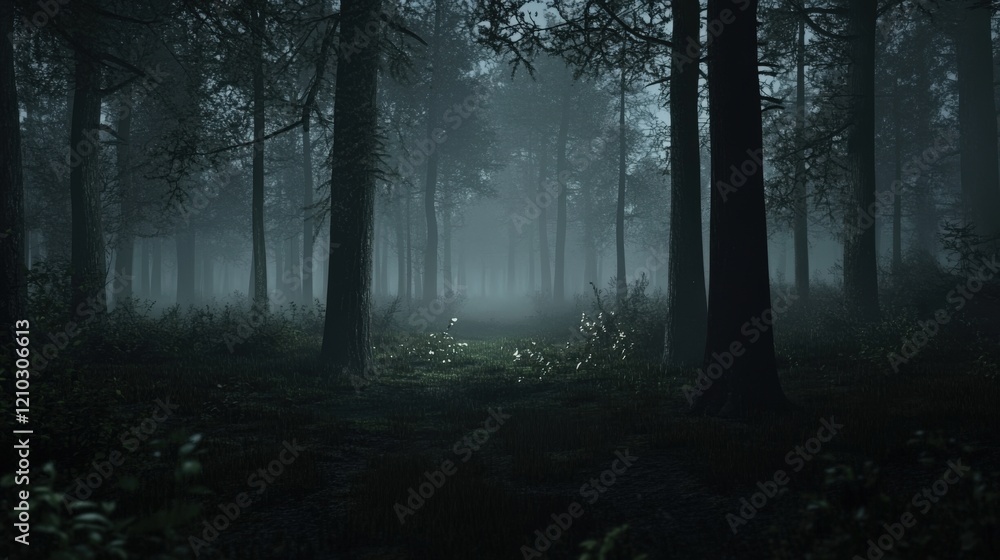 Obraz premium A Serene Forest Painting With Tall Trees