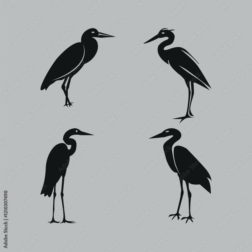 Obraz premium Heron Bird Hand-drawn Design