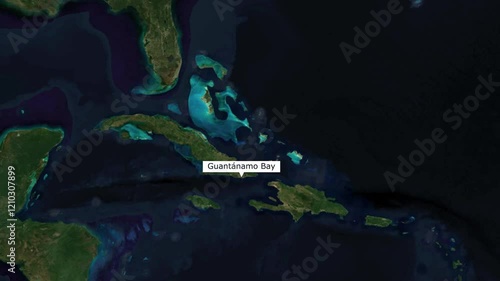 Geospatial Map of Guantanamo Bay Naval Base and Surrounding Areas.Guantanamo Bay map animation