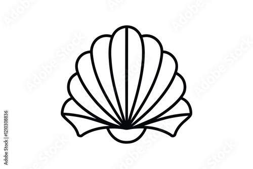 Illustration of a seashell on a black background, marine design  