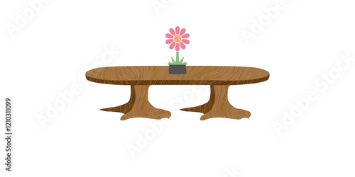 Wooden Textured Table Furniture Nature Based Table Illustration