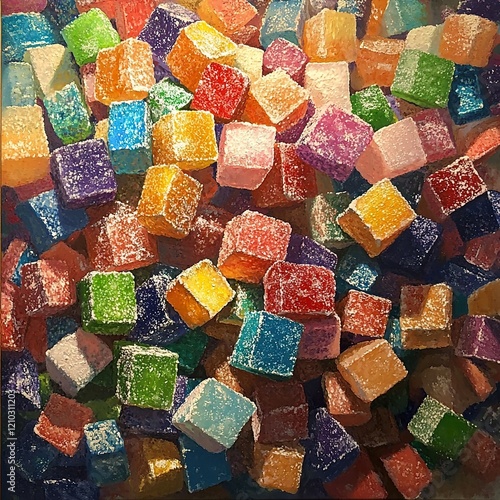 A Colorful Delight: Sugary Cubes of Candy photo