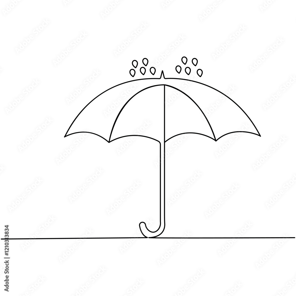 Fototapeta premium Umbrella icon continuous one line drawing outline vector illustration