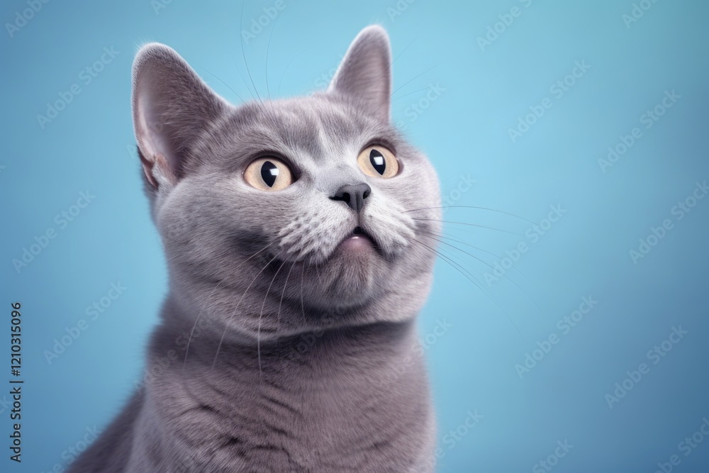 Portrait of a smiling korat cat while standing against pastel or soft colors background Portrait of a smiling korat cat while standing against pastel or soft colors background