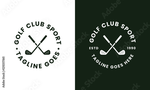 Golf club circular stamp logo emblem design