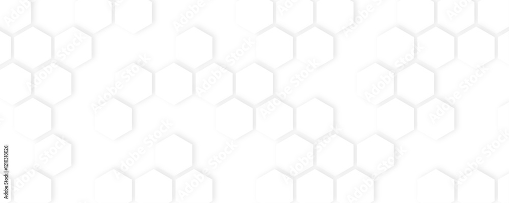 Hexagon abstract technology background. Tech or science concept seamless bright white honeycomb banner design. Hexagon abstract technology background. Tech or science concept seamless bright white honeycomb banner design.