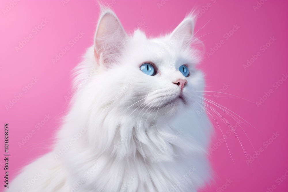 Portrait of a happy turkish angora cat on pastel or soft colors background Portrait of a happy turkish angora cat on pastel or soft colors background