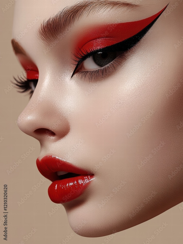 Bold Makeup Inspiration Studio Fashion Photography Neutral Background Close-Up Artistic Expression Bold Makeup Inspiration Studio Fashion Photography Neutral Background Close-Up Artistic Expression