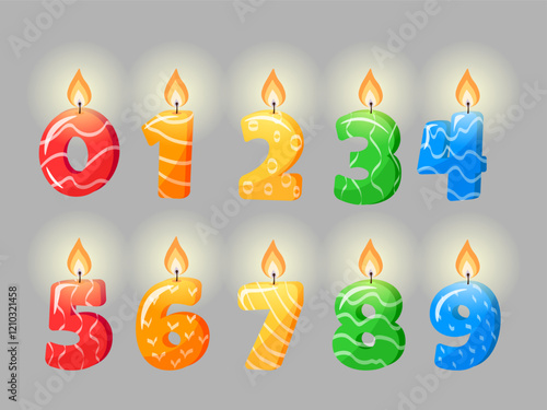 Colored candles numbers for cake