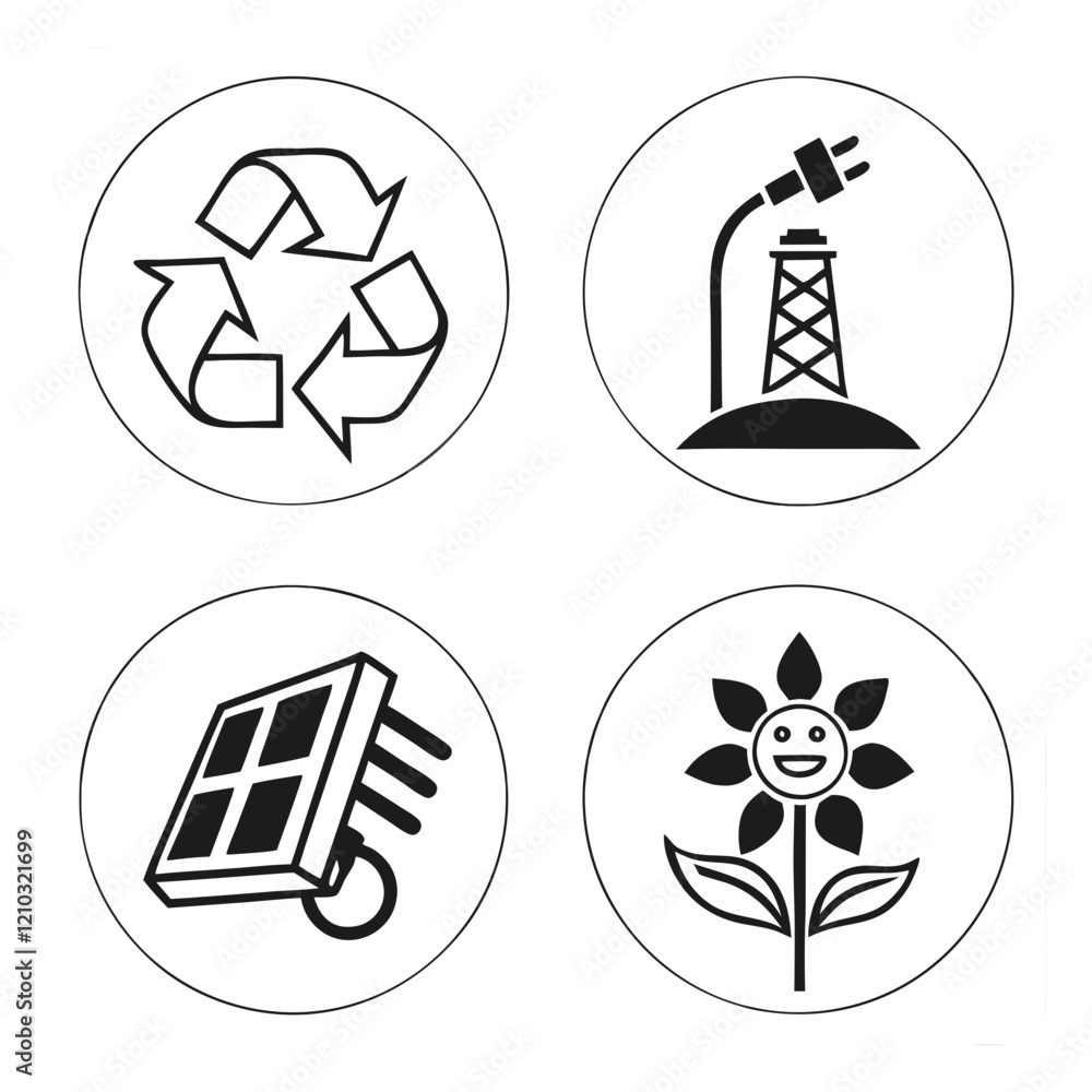 Flat Minimalist Eco Icons for Sustainable Lifestyle Energy Conservation and Zero Waste Concepts Flat Minimalist Eco Icons for Sustainable Lifestyle Energy Conservation and Zero Waste Concepts