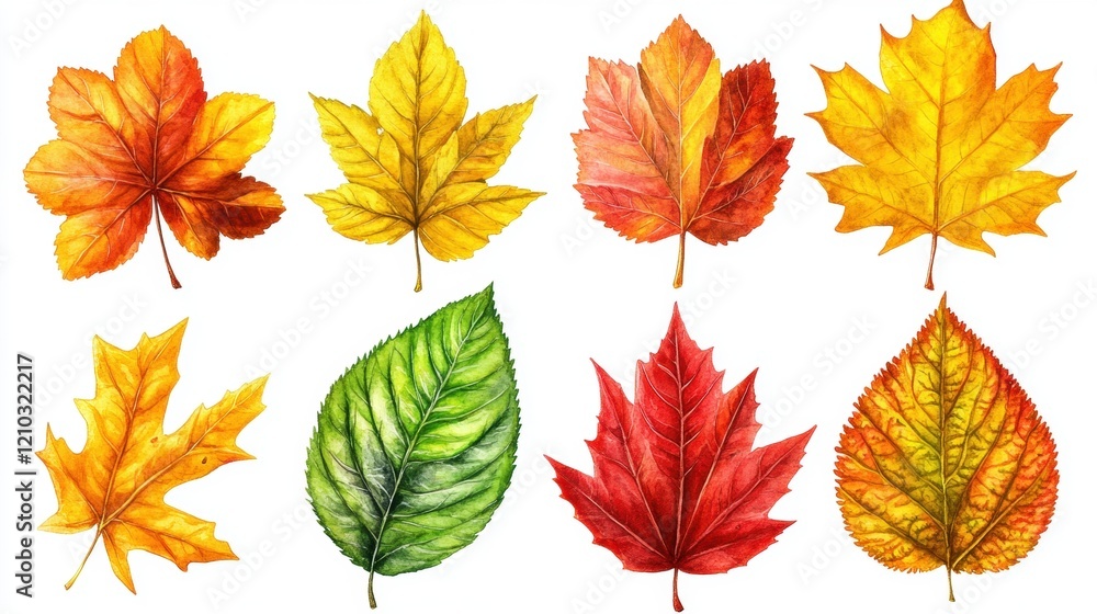 Fototapeta premium Colorful Autumn Leaves Collection for Artistic and Natural Themes