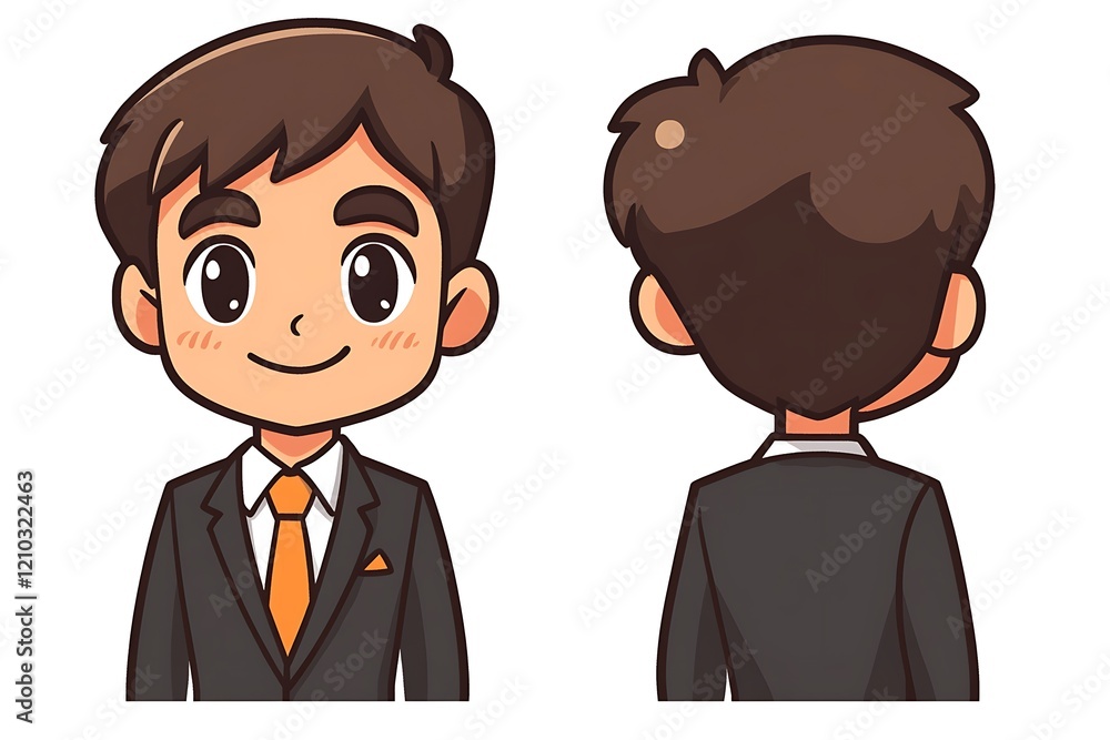 Cartoon Businessman Portrait Two Views Vector Illustration Cartoon Businessman Portrait Two Views Vector Illustration