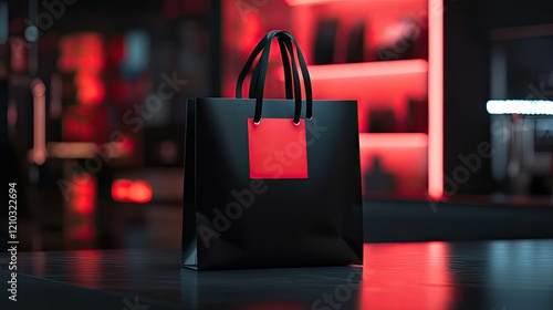 Wallpaper Mural Modern black shopping bag with striking red tags, illuminated dramatically on a retail counter to highlight Black Friday deals. Torontodigital.ca