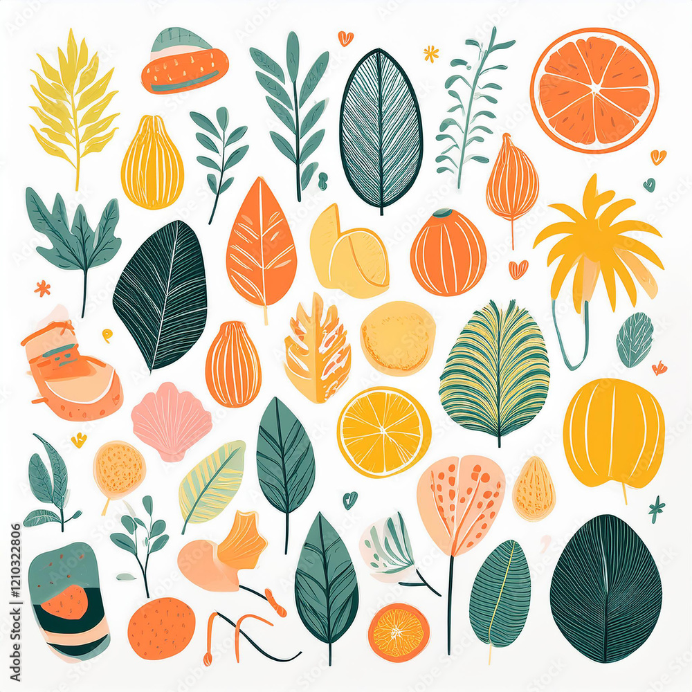 Set of cute abstract doodles, different shapes and forms. Trendy minimalist style. Modern elements Set of cute abstract doodles, different shapes and forms. Trendy minimalist style. Modern elements