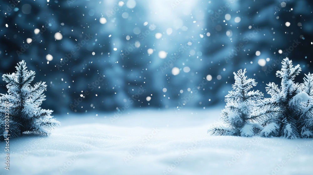 Fototapeta premium Serene winter landscape with snow-covered trees