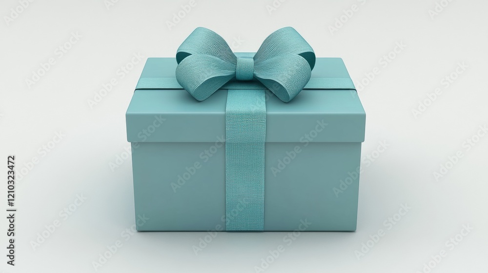 Elegant turquoise gift box adorned with a stylish bow on top Elegant turquoise gift box adorned with a stylish bow on top