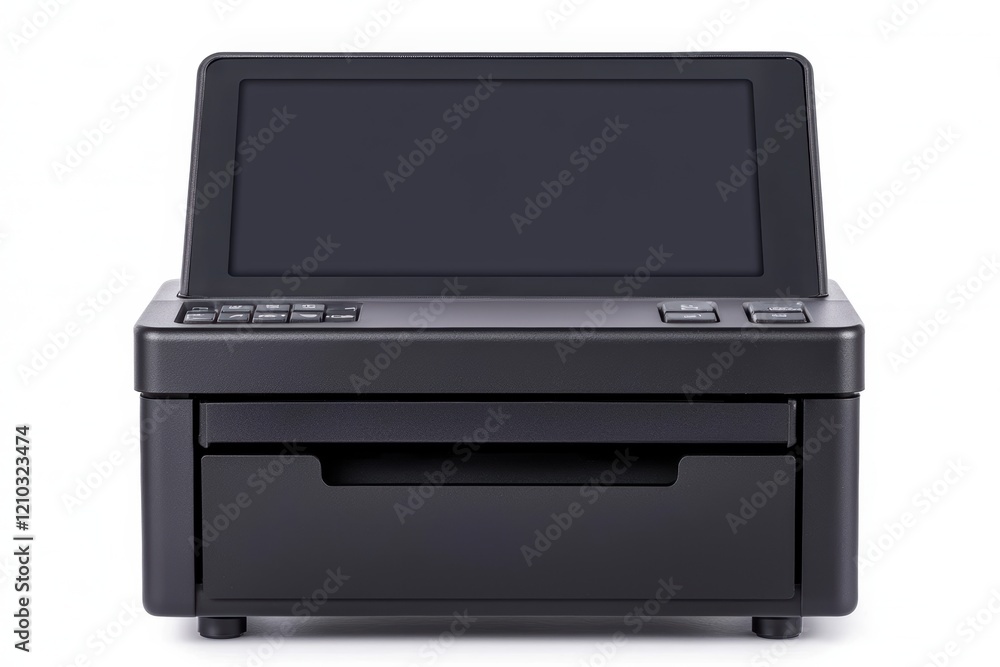 A sleek, modern printer with a touchscreen interface, designed for efficient printing and everyday office use. A sleek, modern printer with a touchscreen interface, designed for efficient printing and everyday office use.