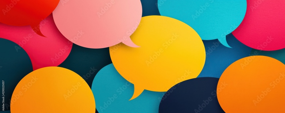A vibrant array of colorful speech bubbles in various shapes, symbolizing communication and dialogue. A vibrant array of colorful speech bubbles in various shapes, symbolizing communication and dialogue.