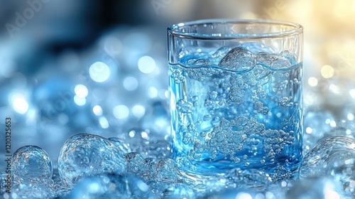 Wallpaper Mural Iced water glass, bubbles, ice, bokeh, studio Torontodigital.ca