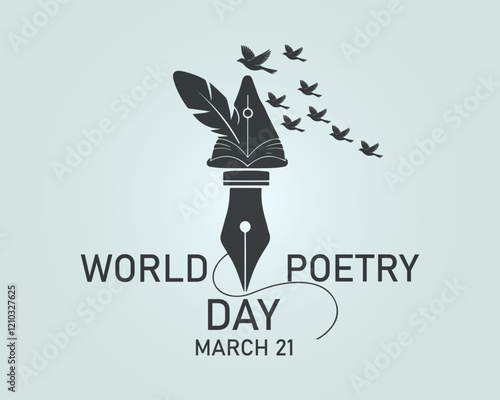 World poetry day, march 21. Vector illustration, greeting card, social media post, banner, poster, flyer, decoration card, invitation card