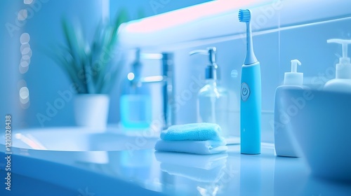 Electric toothbrush in the bathroom oral hygiene for personal dental care