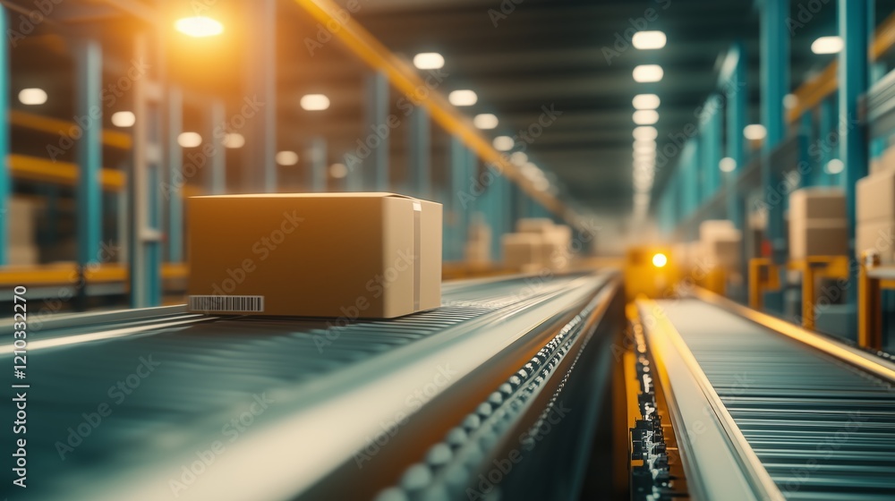 Efficient package sorting in brightly lit innovative logistics warehouse Efficient package sorting in brightly lit innovative logistics warehouse