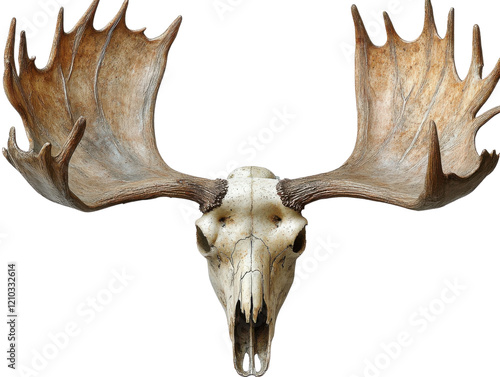 moose skull with antlers - isolated on white background photo