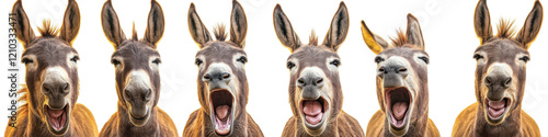 funny donkeys collection - isolated on white background photo