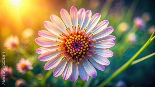 Fototapeta Naklejka Na Ścianę i Meble -  Close-up shot of a single wildflower bloom with intricate details and delicate texture, bloom, wildflowers, delicate features, nature