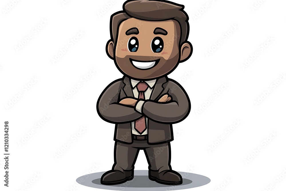 Confident Cartoon Businessman Avatar Clipart