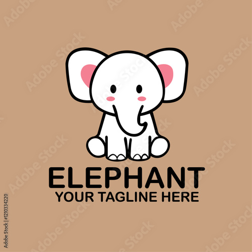 Kawaii Style Elephant Logo for Branding