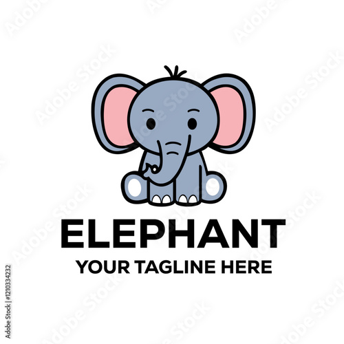 Minimalist Cute Elephant Logo Design