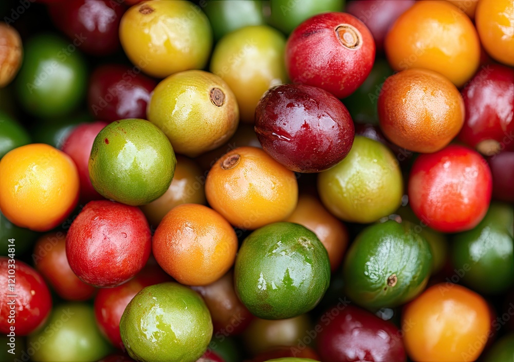 Vibrant Coffee Cherries Colorful Closeup Photo Vibrant Coffee Cherries Colorful Closeup Photo