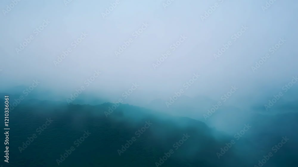 misty cold mountain covered with white fog misty cold mountain covered with white fog