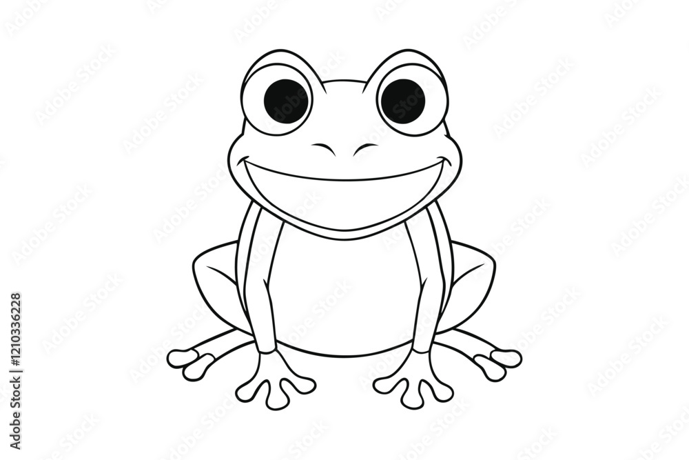 Cute frog cartoon character outline coloring page art vector illustration Cute frog cartoon character outline coloring page art vector illustration