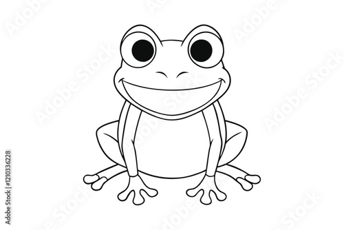 Cute frog cartoon character outline coloring page art vector illustration