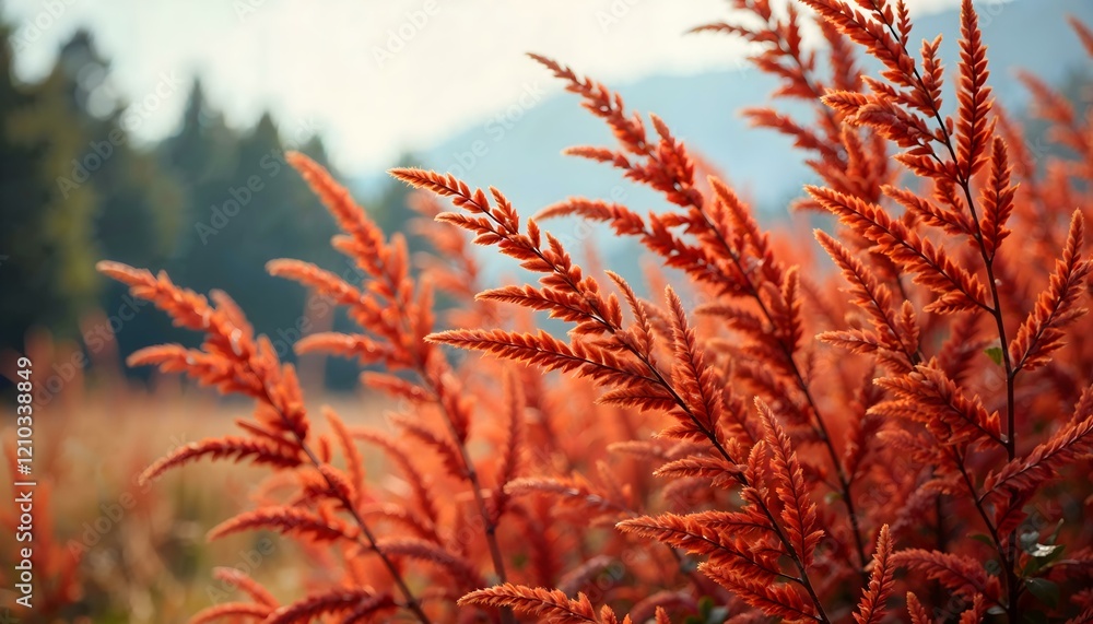 Serene composition of red ornamental grass showcasing seasonal elegance Serene composition of red ornamental grass showcasing seasonal elegance