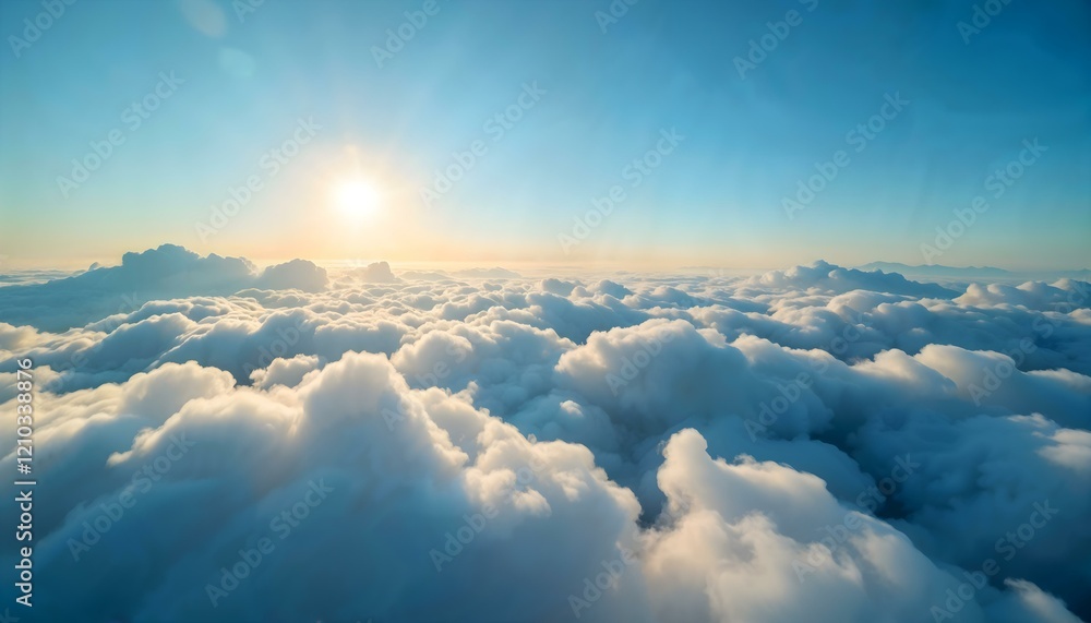 Naklejka premium Serene clouds drifting across a bright blue sky representing calm and tranquility