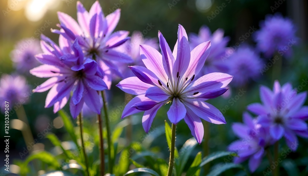Artistic rendering of agapanthus blooms in soft purple hues Artistic rendering of agapanthus blooms in soft purple hues