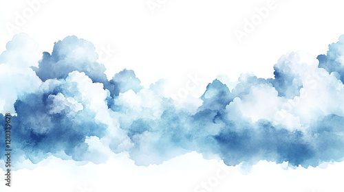 Fototapeta Naklejka Na Ścianę i Meble -  watercolor clouds isolated watercolor clouds creative watercolor blue sky rainy snow weather. created with Generative AI technology